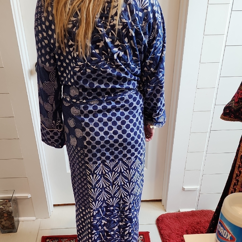 Blue Patterned Maxi Robe - Picture 3 of 3